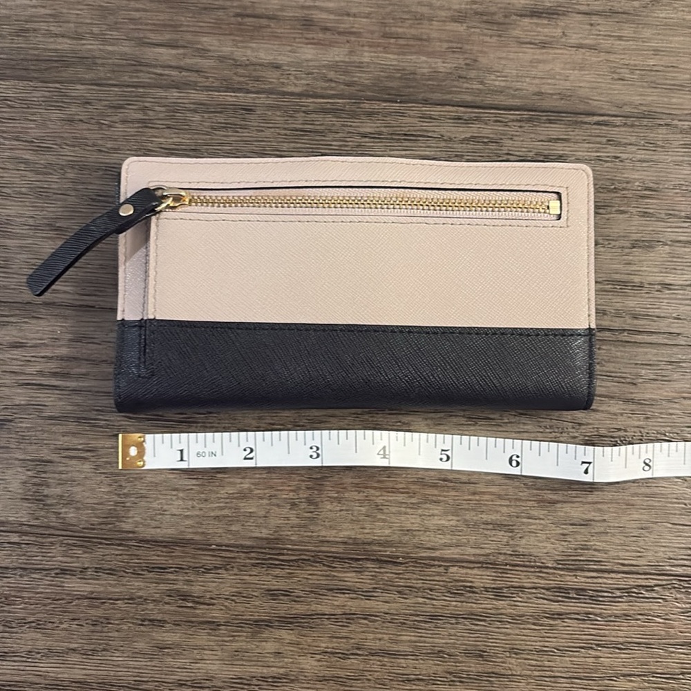 [Kate Spade] Stacy Laurel Way Soft Porcelain Colorblock Black & Pale Pink Wallet - Picture 7 of 15